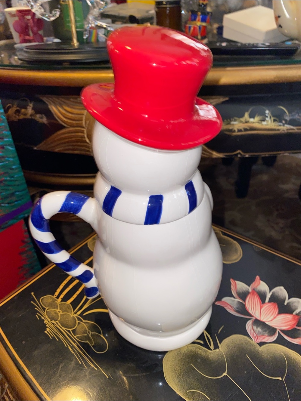 Festive Temp-tations Red Top Hat Snowman Ceramic Cup - Holiday Serveware - Picture 5 of 6